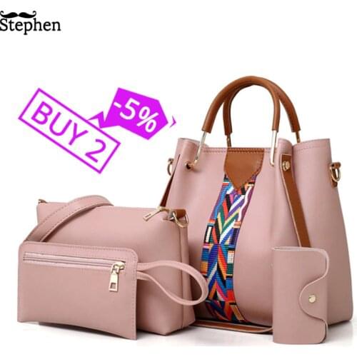 Fashion Womens Handbags 4 Pcs/set Composite Bags Handbag Women Shoulder Bags Female Totes Large Capacity Womens Crossbody Bags