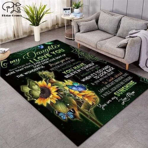 To My Daughter Letter Pattern Fashion Soft Flannel 3D Printed Rugs Mat Rugs Anti-slip Large Rug Carpet Home Decoration 05