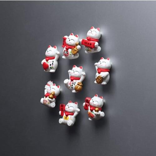 Set of eight Cute Fridge Magnet paste series Lucky Cat magnetic paste home decoration creative gift Animal refrigerator stickers