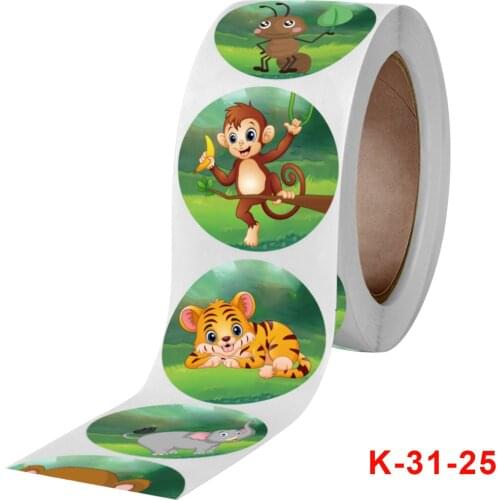 500pcs Zoo Cartoon Roll Childrens Cartoon Stickers Holiday Decoration Gift Series Office Stationery Stickers