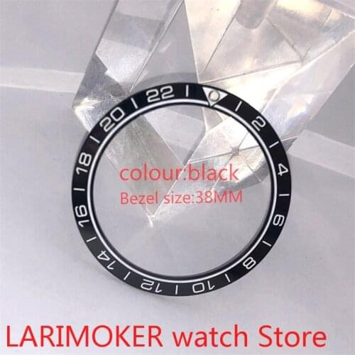 BLIGER brand new high-quality 38mm black rotating glass bezel, suitable for 40mm mens watch with automatic winding