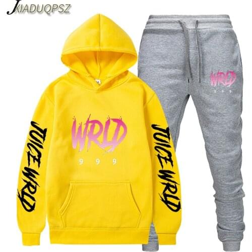 New Style Juice Wrld Hoodie and Pant Set Hoodies Andwomens Tracksuit Set Two Piece Outfits Oversize Boys Pant Set Cotton Full
