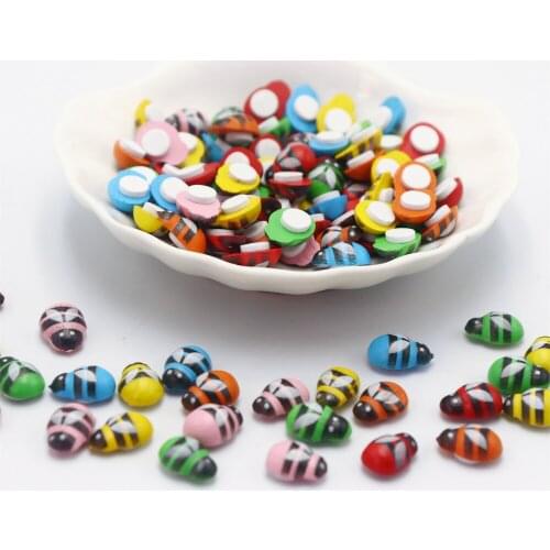 Small Bee Self Adhesive Simulation Wood Insect Honeybee Children Kindergarten Diy Craft Toy Accessories Home Garden Decor