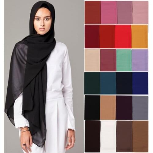 85x180cm Muslim Bubble Chiffon Hijab Scarf Solid Color Women Ready To Wear Soft Shawl Wraps Islamic Head Scarves Ladies Hijabs