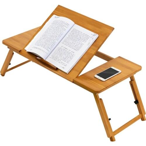 Foldable Desk Bamboo Multifunctional Study Writing Table Height Adjustable Laptop Stand for Bedroom J2Y
