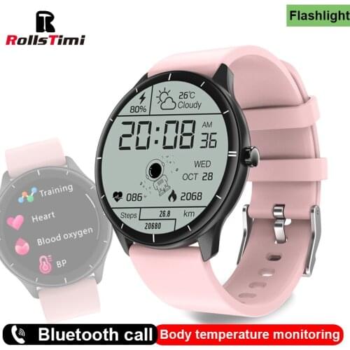 Rollstimi Smart watch men women Phone reminder IP68 waterproof fashion fitness Blood pressure Smart clock lady smart wristband