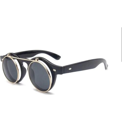 Sunglasses men Vintage Steampunk Goggles Clip on sunglasses Retro Flip Up Eyeglasses Gothic Eyewear Punk men Glasses Oculos