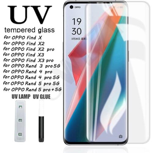 UV Glass for OPPO Reno 5 pro plus 5G 4 3 Find X3 X2 X pro UV tempered glass HD protective film phone screen protector smartphone