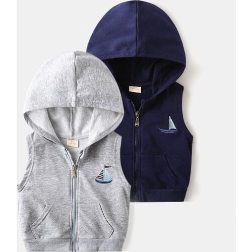 Children Clothes Baby Boys Coat Hooded Vest Sleeveless Sweater Zipper Cardigan Spring And Autumn Korean Fashion Kids Clothing