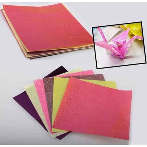 Random Color 10pcs DIY Glitter Paper Sparkling Shiny Lucky Bird Boat Animal Star Origami High Quality