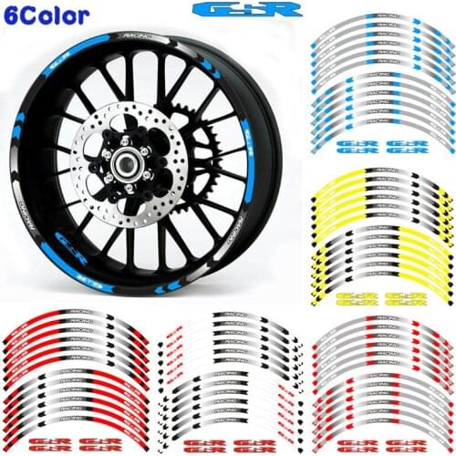 12 Strips Motorcycle Accessories Colorful Personality Outer Wheel Hub Tire Decal Emblem Reflective Sticker For SUZUKI GSR gsr