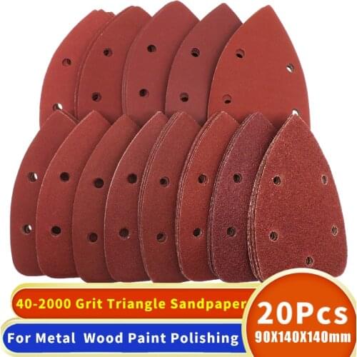20pcs Self-adhesive Sandpaper Triangle 5 holes Delta SanderHook Loop Sandpaper Disc Abrasive Tools For Polishing Grit 40-1000