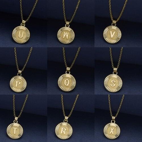 2021 New Trendy Capital Letter Neckaces For Women Men Jewelry Collier Femme Stainless Steel Alphabet Initial Necklace Best Gift