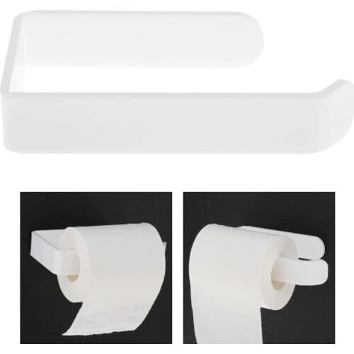 White Acrylic Toilet Paper Holder Wall Mounted Kitchen Bathroom Waterproof Towel Rack Accessories Shelf