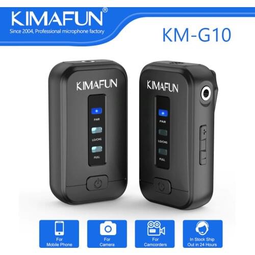 KIMAFUN 2.4G Wireless Lavalier Lapel Microphone System for Smartphone DSLR Tablet Desktop Camcorder Video Record Clip On Camera