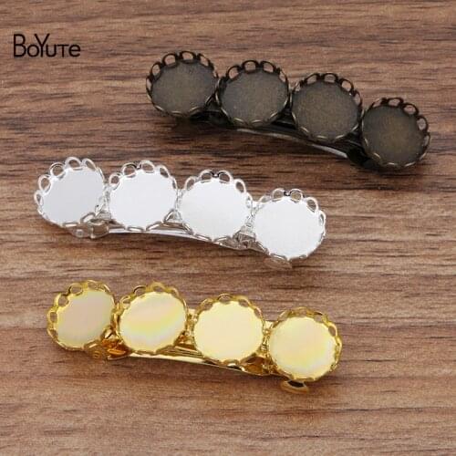 BoYuTe Custom Made (100 Pieces/Lot) 50*14MM Metal Brass Hairpin with 12MM Cabochon Base Diy Jewelry Accessories Wholesale