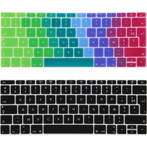 UK EU French AZERTY Silicone Keyboard Cover Skin For MacBook New Pro 13" A1708 (2016 Version,No Touch Bar) for 12" A1534 Retina