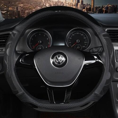 D Shape Steering Wheel Cover PU Leather for Geely Atlas Emgrand EC7 Coolray VW Golf 7 Hyundai Santa fe 2014-2020