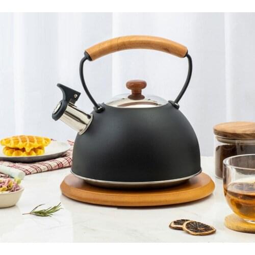 Black Stainless Steel Whistling Tea Kettle Food Grade Teapot For Make Tea Boil Water Compatible Gas Stoves Induction Cookers