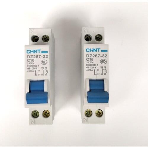 CHINT DPN 1P+N 16A MCB Double inlet and outlet air DZ267 1P+N C16A Mini Circuit Breaker