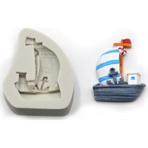 Sailing Pirate Ship Mould Fondant Cakes Decorating Tools Silicone Mold Sugarcraft Chocolate Baking Tools For Cakes Gumpaste Form