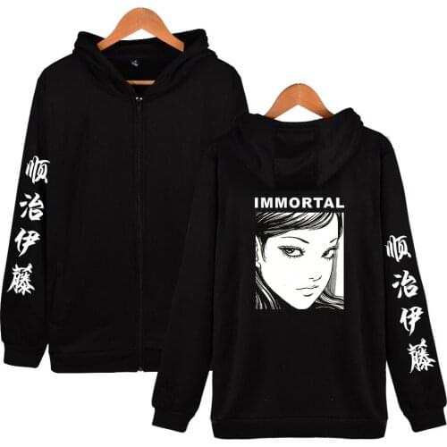 Junji ito Hoodies Zipper Sweatshirts Men/Women Fashion Long Sleeve Hooded Clothes Harajuku Hip Hop Zipper Hoodies Sweatshirts