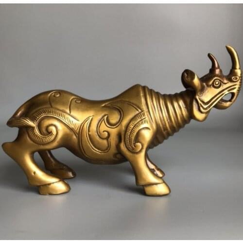 China brass recruit wealth rhinoceros crafts statue