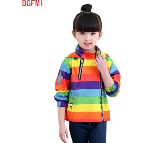 Casual Childrens Rainbow Coats Boys Bomber Jackets Spring Baby Girls Windbreaker Kids Hoodies for Boys Outerwears Sweatshirts