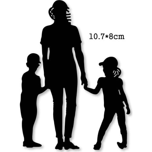 Mother with Son Daughter Metal Cutting Dies Stencils Die Cut for DIY Scrapbooking Album Paper Cards Decor Crafts 2020 New
