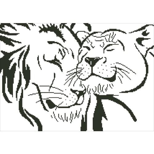 Lion couple cross stitch package simple design18ct 14ct 11ct white fabric cotton silk thread embroidery DIY handmade needlework