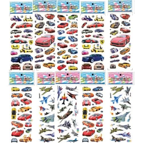 6 Sheets Car Aircraft Stickers Motorcycle Airplane Decals Toys for Children Kids Laptop Vehicle Sticker on Bike Fridge Notebook