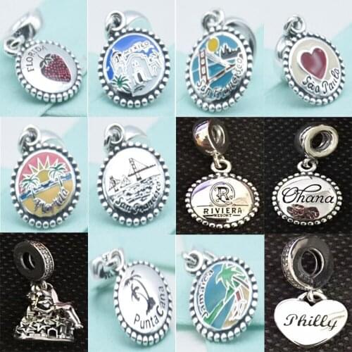 NEW 2020 100% 925 Sterling Silver Summer Color Flower Park Pendant Charm Fit Diy Women Original Bracelet Fashion Jewelry Gift