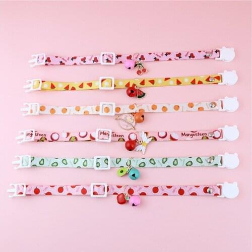 Pet Collars Cute Fruits Pendant Neck Collars Printed Webbing Multi-color Puppy Ornaments Bell Collars Cat Dogs Feather Collars