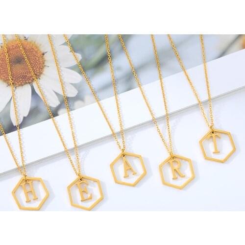 A-Z Letter Necklace For Women Stainless Steel Gold Chain Initial Choker Pendant Necklaces Alphabet Jewelry Gift Male Female BFF