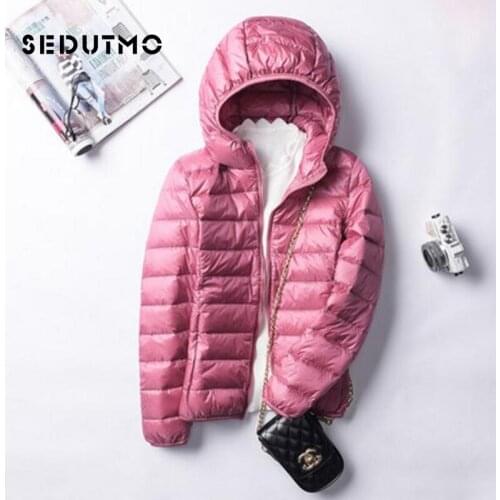 SEDUTMO Winter Ultra Light Womens Down Jackets Short Plus Size 3XL Duck Down Doat Slim Hooded Puffer Jacket Autumn Parkas ED029