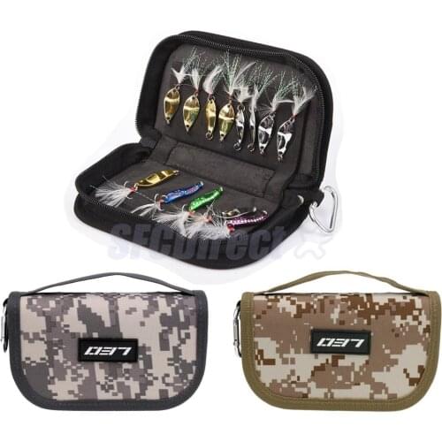 Fishing Spinners Storage Bag EVA Liner Fishing Accessories Fishhooks Lures Spoon Bag with Carabiner