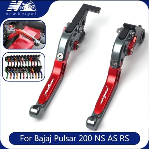 With Logo For Bajaj Pulsar 200 NS AS RS Motorcycle Accessories CNC Aluminum Folding Extendable Adjustable Brakes Clutch Levers