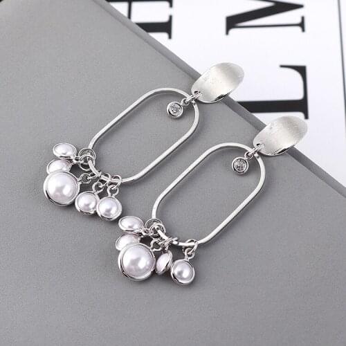 TONGKWOK Bohemia Exaggeration Dangle Earrings For Women Silk Thread Tassel Metal Long Chandelier Earrings #139567