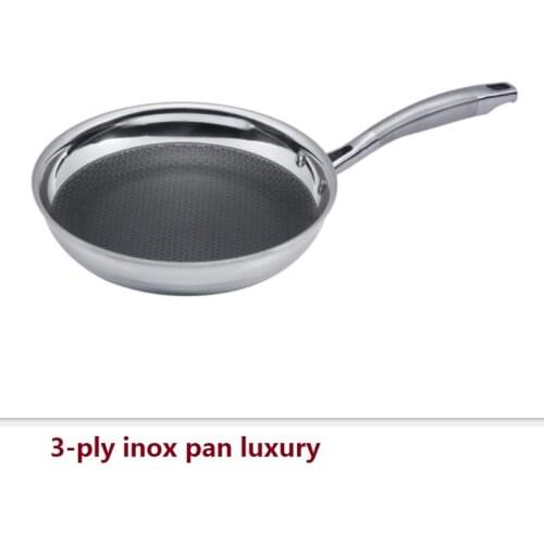 Fry pan inox 3-ply stainless steel fryping pan 28cm luxury nonstick steak pan