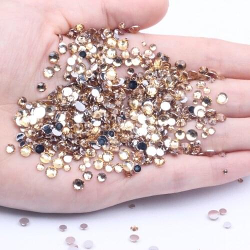 Light Coffee Glue On Resin Rhinestones 2-6mm 1000-10000pcs Round Flatback Non Hotfix Chatons DIY Nails Art Scrapbook Accessories