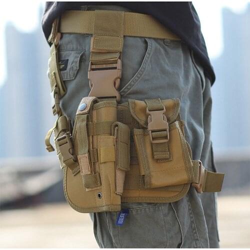 Molle Gun Case Universal Tactical Nylon Holster Thigh Leg Pistol Airsoft Gun Holster Handgun Pouch with Magazine Pocket Bag