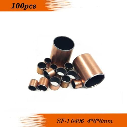 Free shipping SF-1 0406 4*6*6 Oilless bush Self-lubricating bushing Sintered bush Size 4*6*6mm sliding bearing