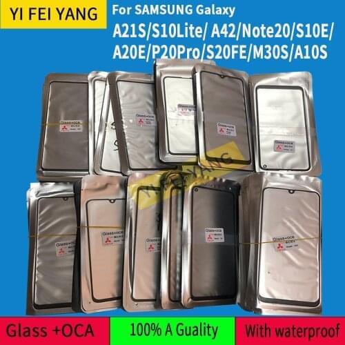 10pcs/lot GLASS +OCA LCD Front Outer Lens For Samsung A21S S10LITE A42 NOTE20 S10E A20E S20FE M30S A10S Glass with OCA Glue