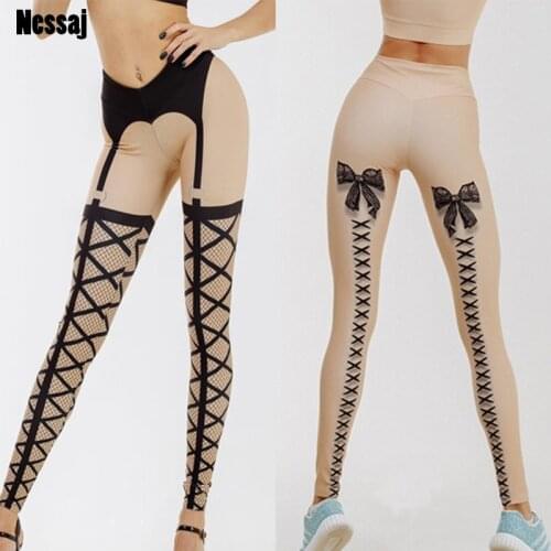 Nessaj 2020 Bow Digital Printing Leggings Women Sexy Push Up High Waist Skinny Legging Workout Slim Fitness Elastic Trousers