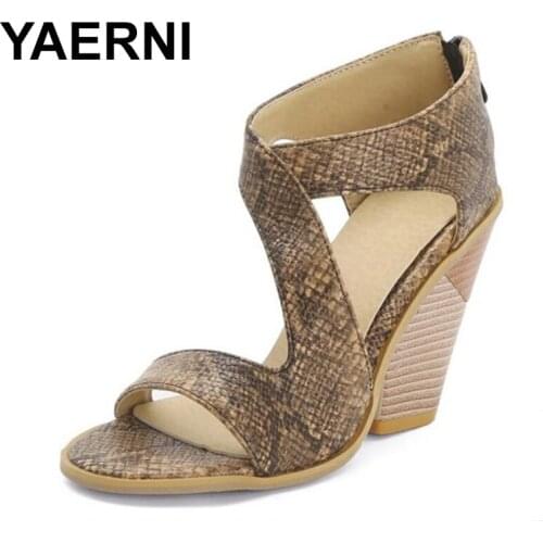 YAERNINew summer women sandals high roman serpentine stripe slope-heel high heel sandals women sandalia feminina buty damskie
