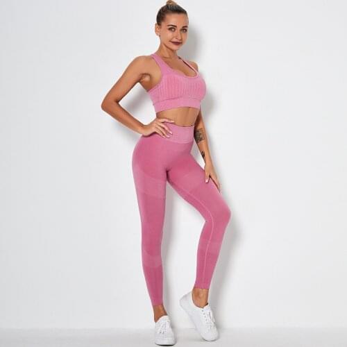Women Sportswear Suits Seamless High Waist Push Up Leggings + Sexy Bra 2 Pieces Yoga Sets Anti Cellilute Gym Clothing