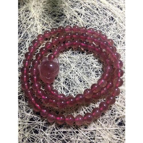 3ROWS Natural Red Strawberry Quartz Crystal Fox Woman Beads Bracelet AAAA 6mm