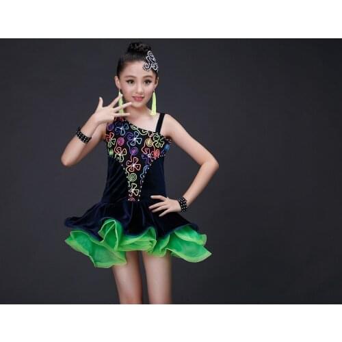 Women Children Girl Black Ballet Dance Dress for Girls Cha-Cha Latin Dress Ballet Dancing Dancewear Kid Latin Costume