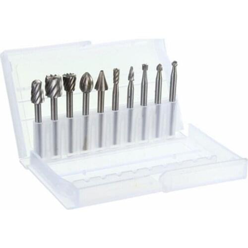 10pcs 3.175mm HSS Routing Router Bits High Speed Steel Burr Milling Cutter Files for Woodworking