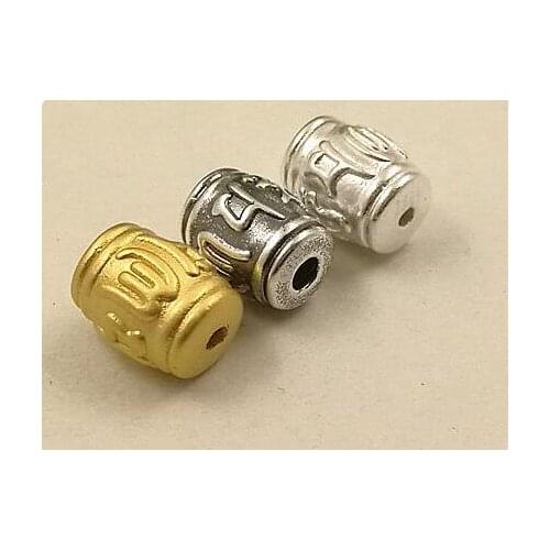 3D 100% 999 Silver Beads Pure Silver Tibetan Six Words Proverb Beads Tibetan OM Mantra Good Luck Beads DIY Jewelry Accessories